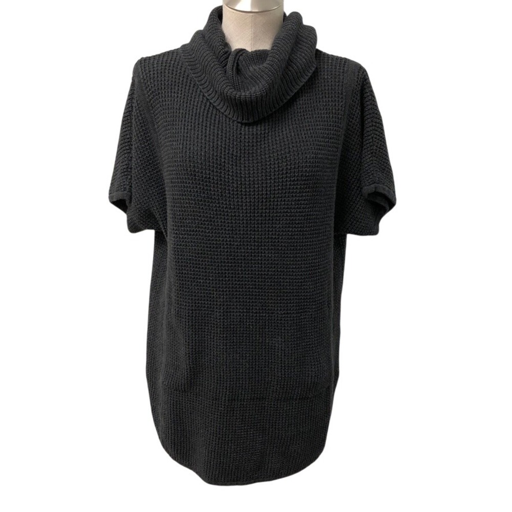UGG Sweater Womens XL Gray Cowl Neck Short Sleeve Waffle Knit Tunic